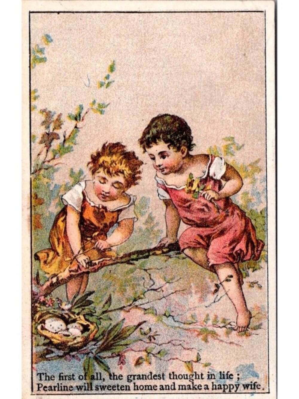 1890's Antique Pearline Soap Advertising Trade Card With Poem‎ & Illustration